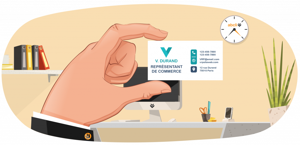 illustration représentant la carte de présentation d'un VRP (Voyageurs, Représentants et Placiers)