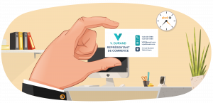 illustration représentant la carte de présentation d'un VRP (Voyageurs, Représentants et Placiers)